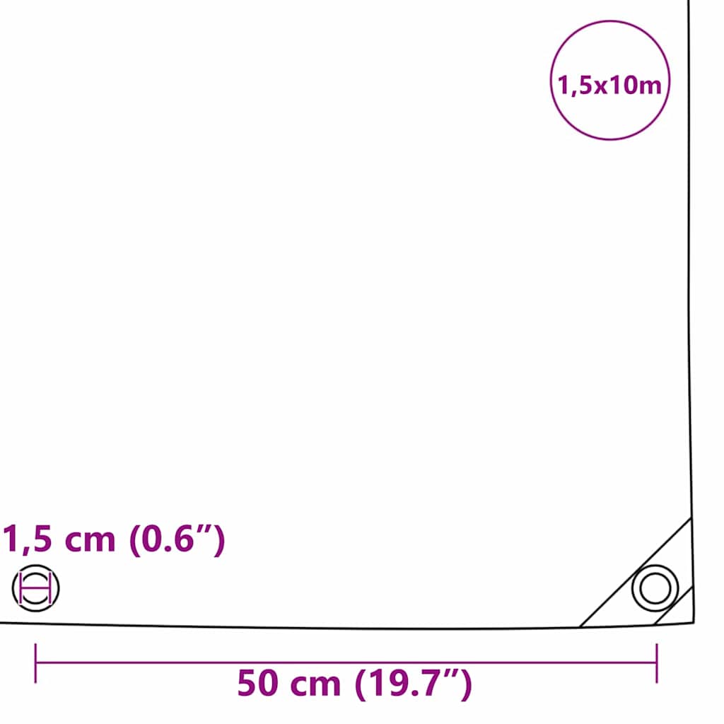 Tarpaulin 650g / m² Olive Green 1.5 x 10 m