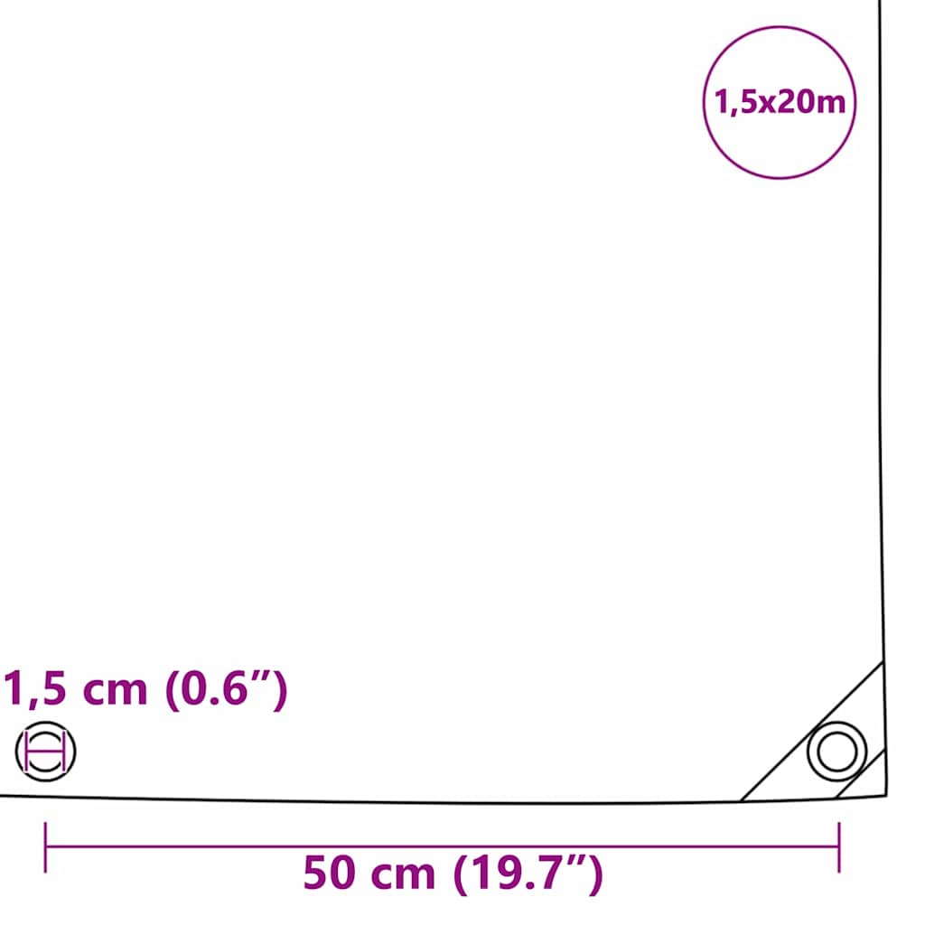 Tarpaulin 650g / m² Olive Green 1.5 x 20 m