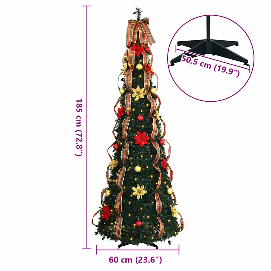 Artificial Christmas Tree with 150 LEDs Green 185 cm PVC