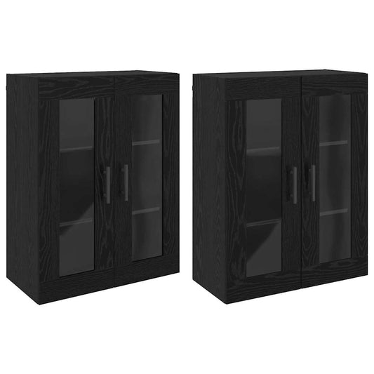 Wall Mounted Cabinets 2 pcs Black oak 69.5 x 34 x 90 cm