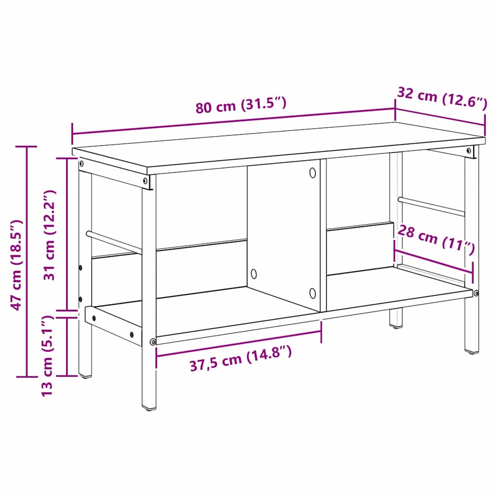 Bookshelf 2-Tier 82 x 32 x 47 cm Engineered Wood Artisan Oak