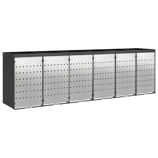 Wheelie Bin Storage for 6 Bins Stainless Steel Anthracite
