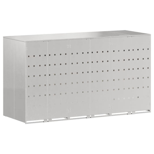 Wheelie Bin Storage for 3 Bins Stainless Steel Silver