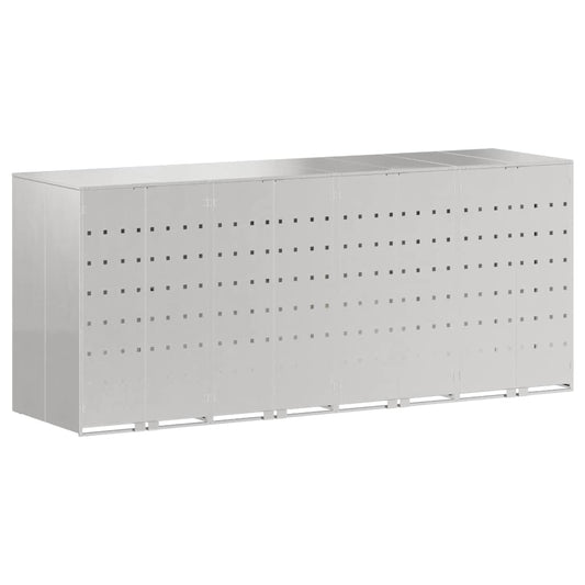 Wheelie Bin Storage for 4 Bins Stainless Steel Silver
