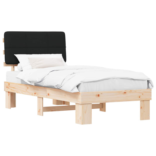 Bed Frame with Upholstered Headboard Black 100 x 200 cm