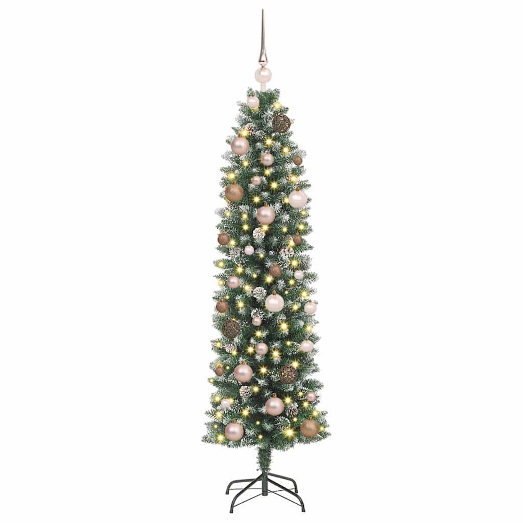 Artificial Slim Christmas Tree with 150 LEDs Green 59.06 in