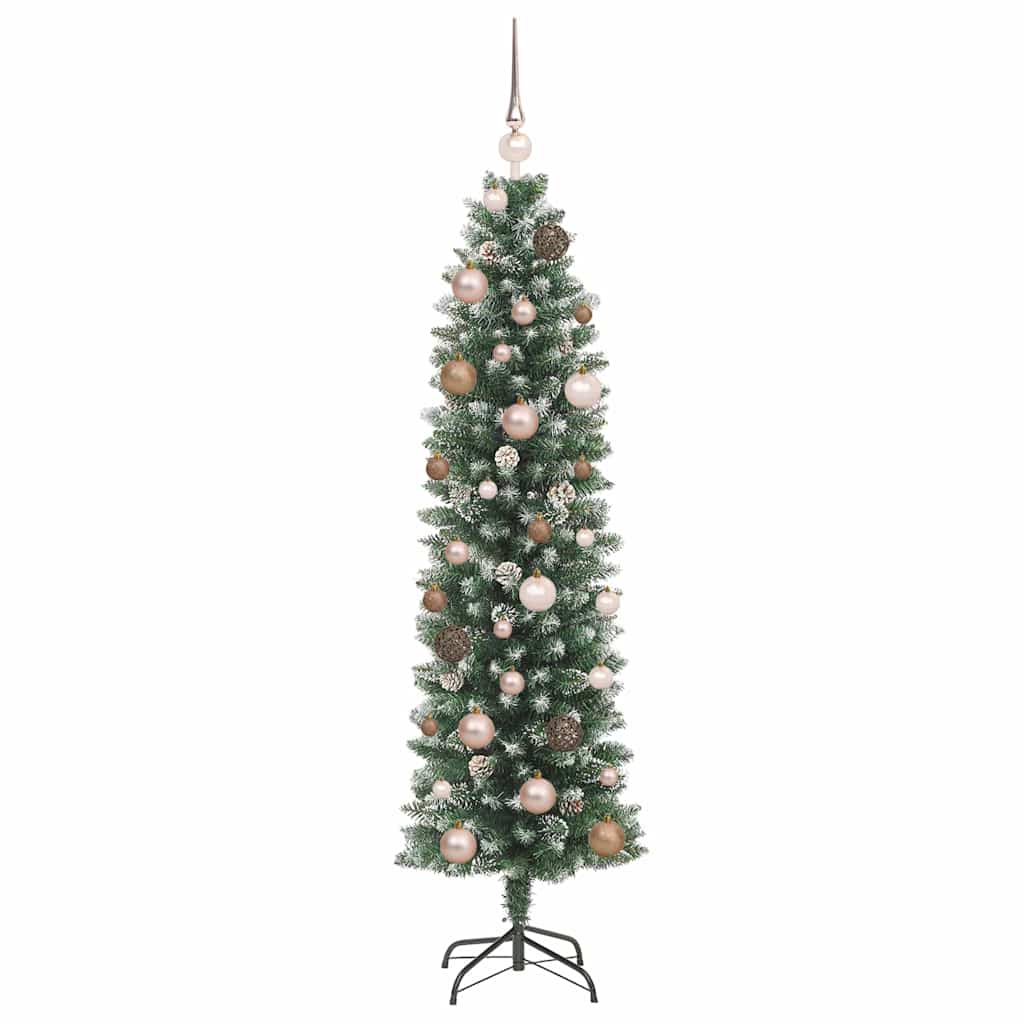 Artificial Slim Christmas Tree with 150 LEDs Green 59.06 in