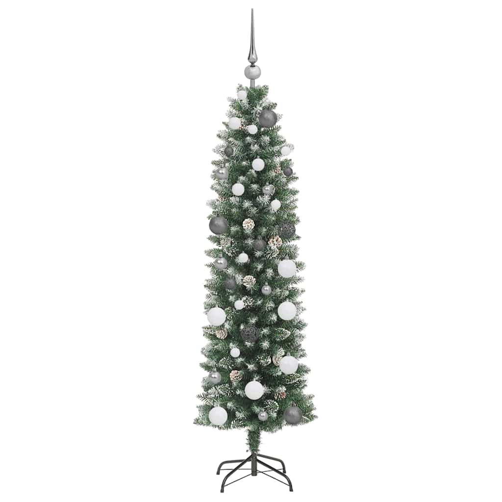 Artificial Slim Christmas Tree with 150 LEDs Green 59.06 in