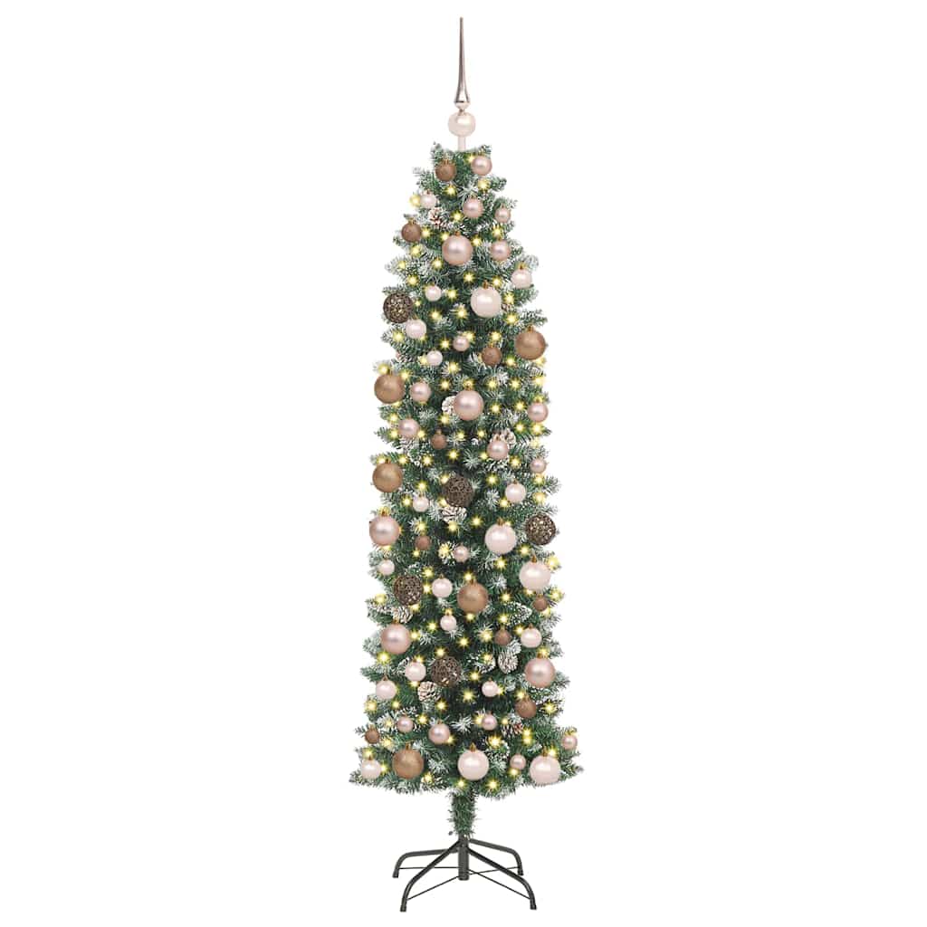 Artificial Slim Christmas Tree with 300 LEDs Green 70.87 in