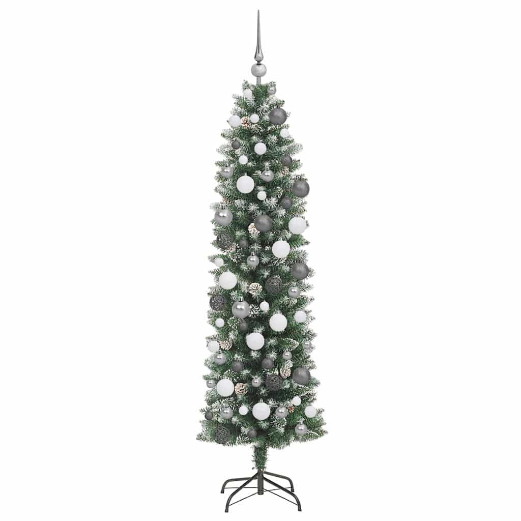 Artificial Slim Christmas Tree with 300 LEDs Green 70.87 in