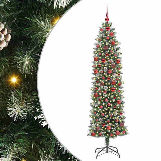 Artificial Slim Christmas Tree Green and White 180 cm