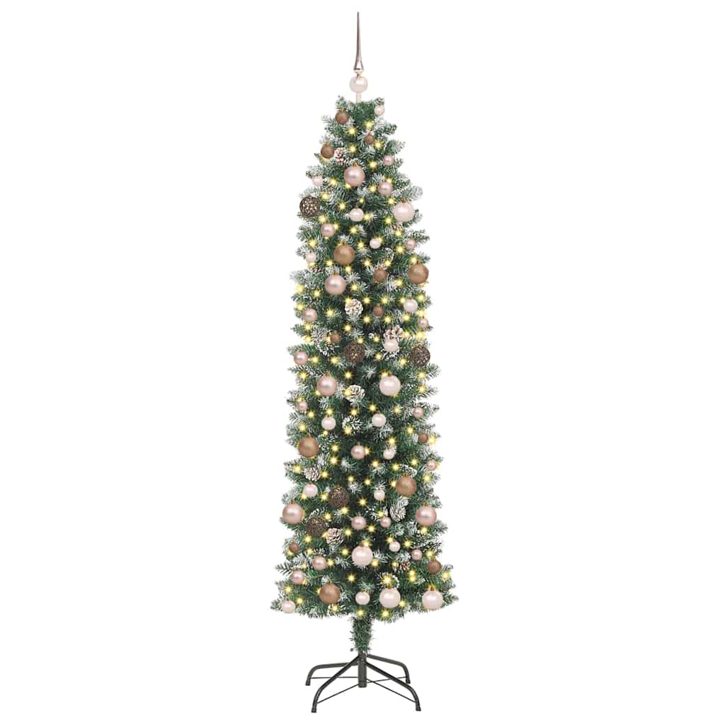 Artificial Slim Christmas Tree with 300 LEDs Green 82.68 in