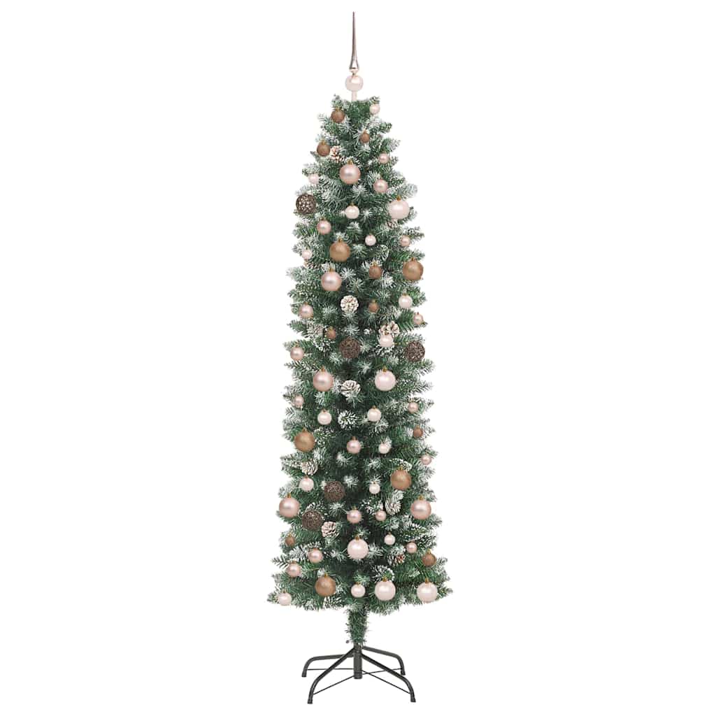 Artificial Slim Christmas Tree with 300 LEDs Green 82.68 in