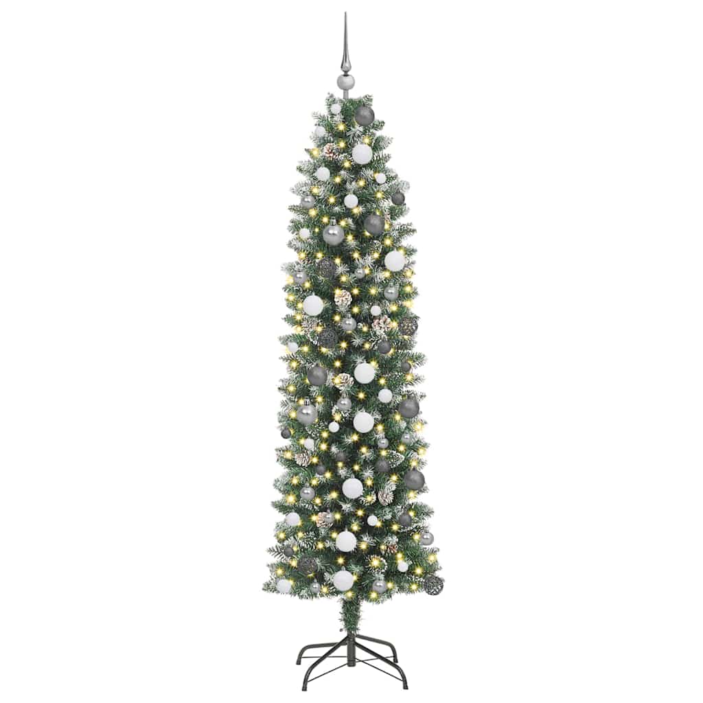 Artificial Slim Christmas Tree with 300 LEDs Green 82.68 in