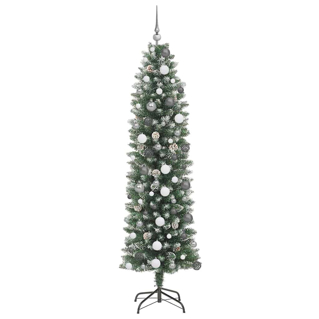 Artificial Slim Christmas Tree with 300 LEDs Green 82.68 in