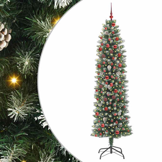 Artificial Slim Christmas Tree Green and White 210 cm