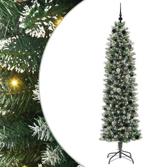 Artificial Slim Christmas Tree Green and White 210 cm