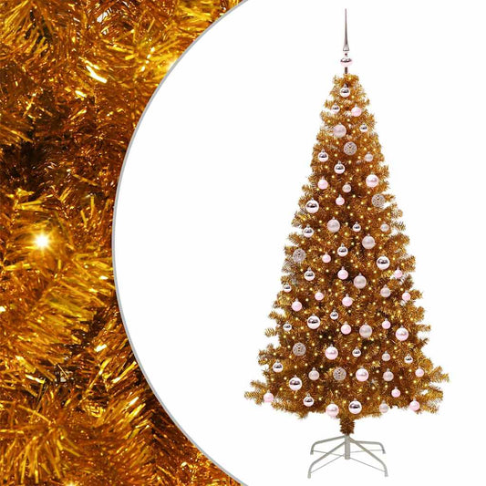 Christmas Tree with LED Light Gold 210 cm PET and Steel