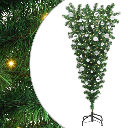 Upside-down Artificial Pre-lit Christmas Tree with Ball Set PVC