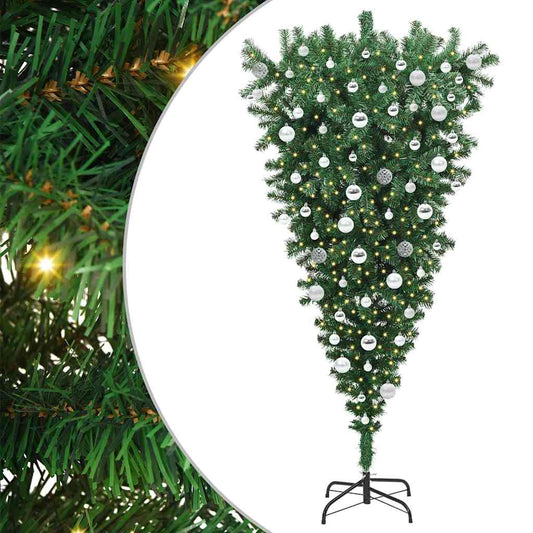 Upside-down Artificial Pre-lit Christmas Tree with Ball Set PVC