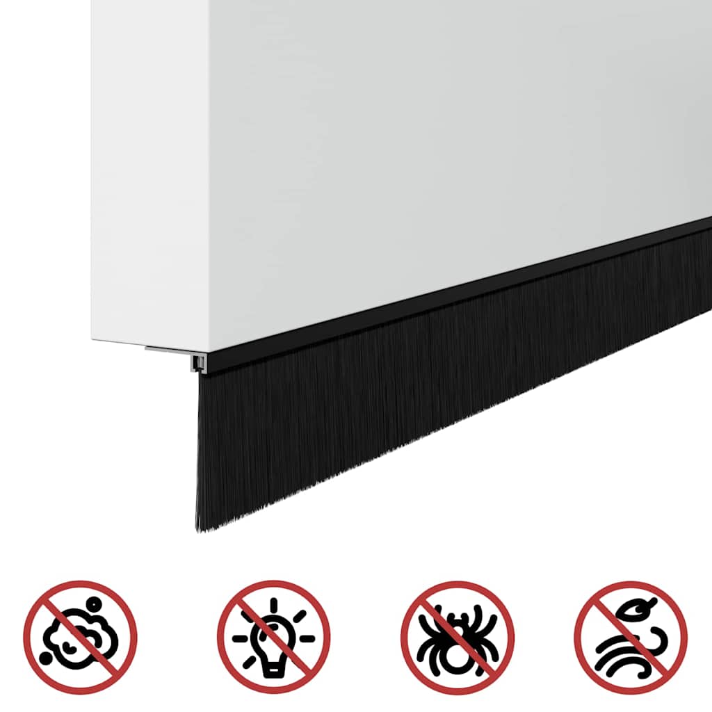 Screw-on Door Brush Seals 6 pcs Black 100 cm Aluminium Alloy