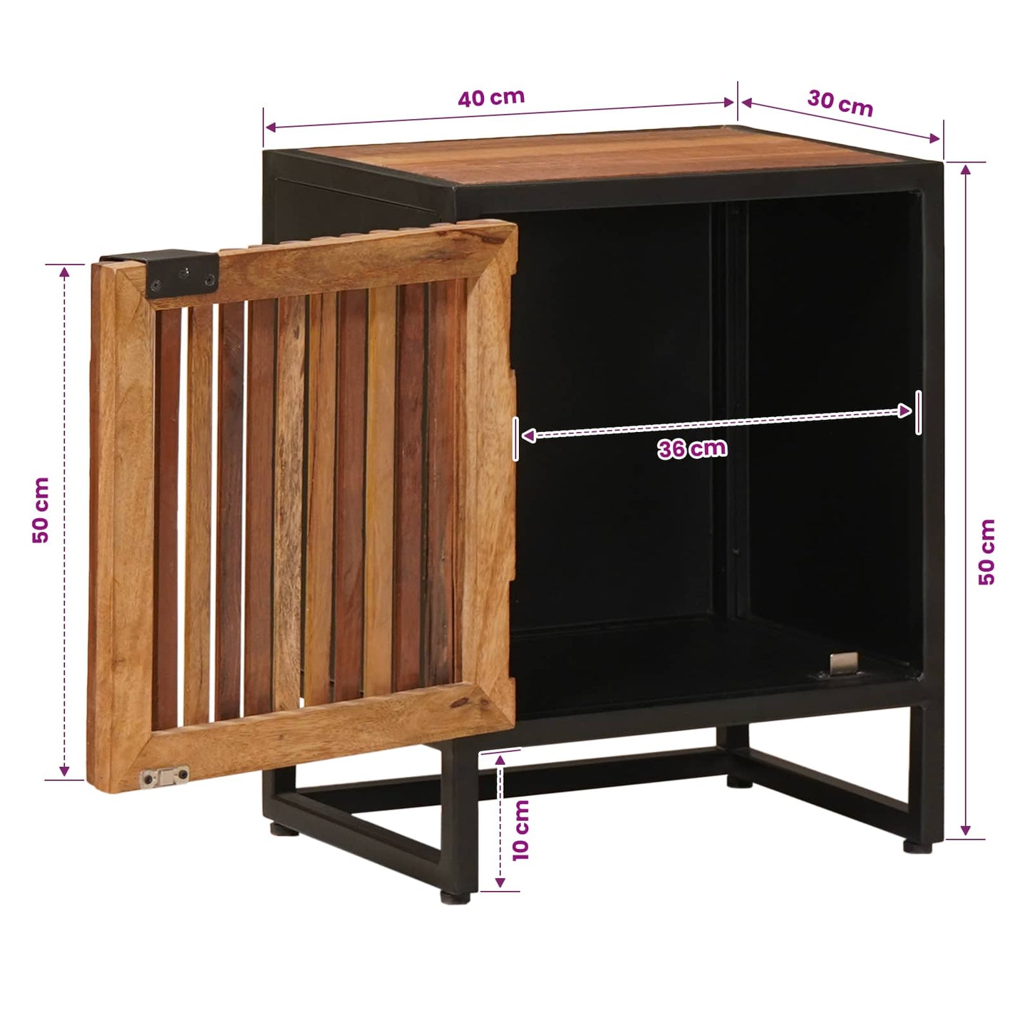 Handmade Bedside Cabinet Natural 40 x 30 x 50 cm