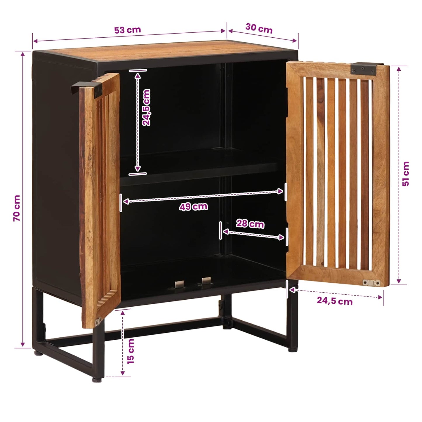 Sideboard 53 x 30 x 70 cm Solid Mango Wood and Engineered Wood