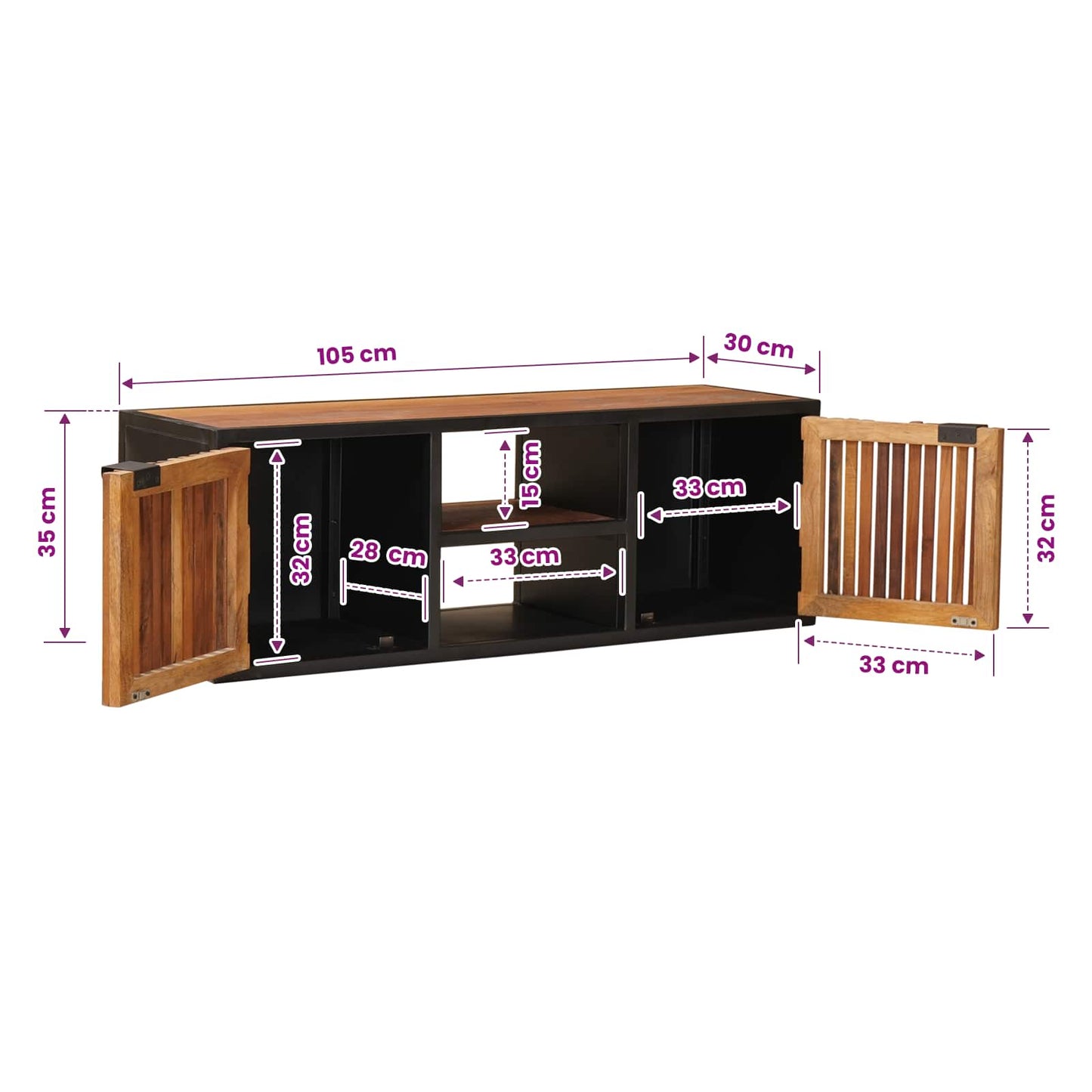 TV Cabinet with Shelf with Storage 105 x 30 x 35 cm