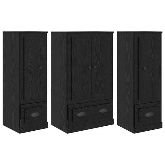 Highboard 3 pcs Black Oak 132 x 35.5 x 103.5 cm Engineered Wood