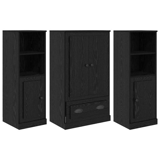 Highboard 3 pcs Black Oak 132 x 35.5 x 103.5 cm Engineered Wood