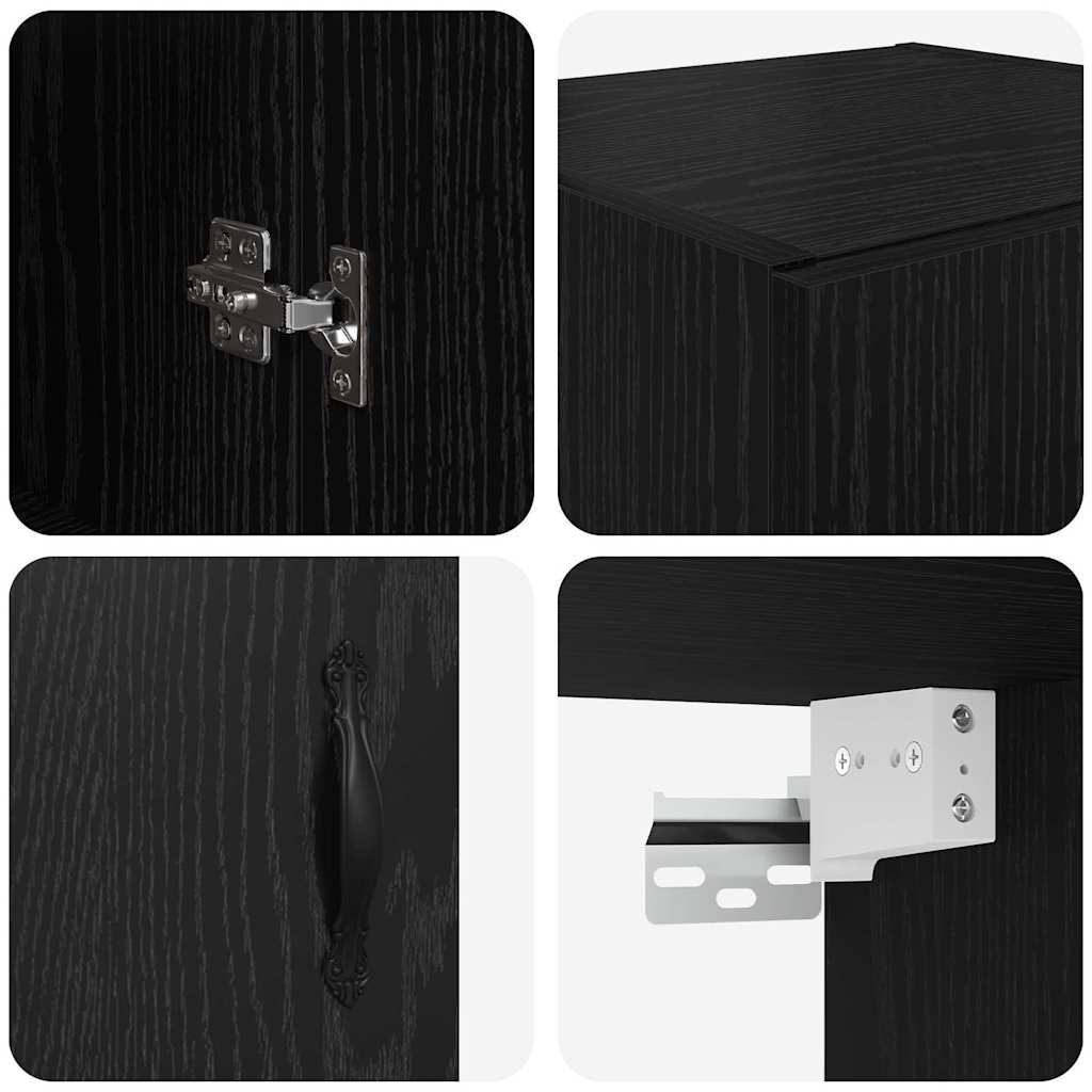 Highboard White and Black Oak 69.5 x 34 x 180 cm