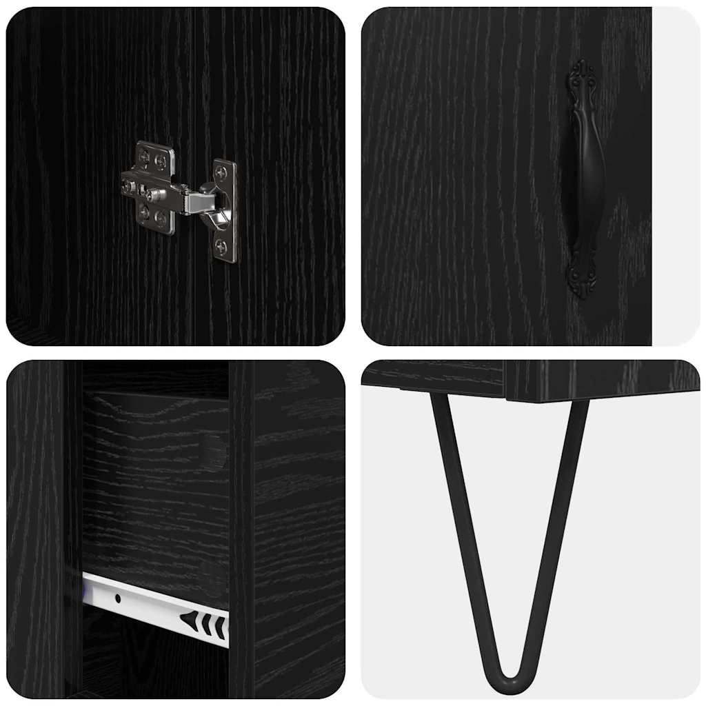 Highboard Black Oak 69.5 x 34 x 90 cm Engineered Wood