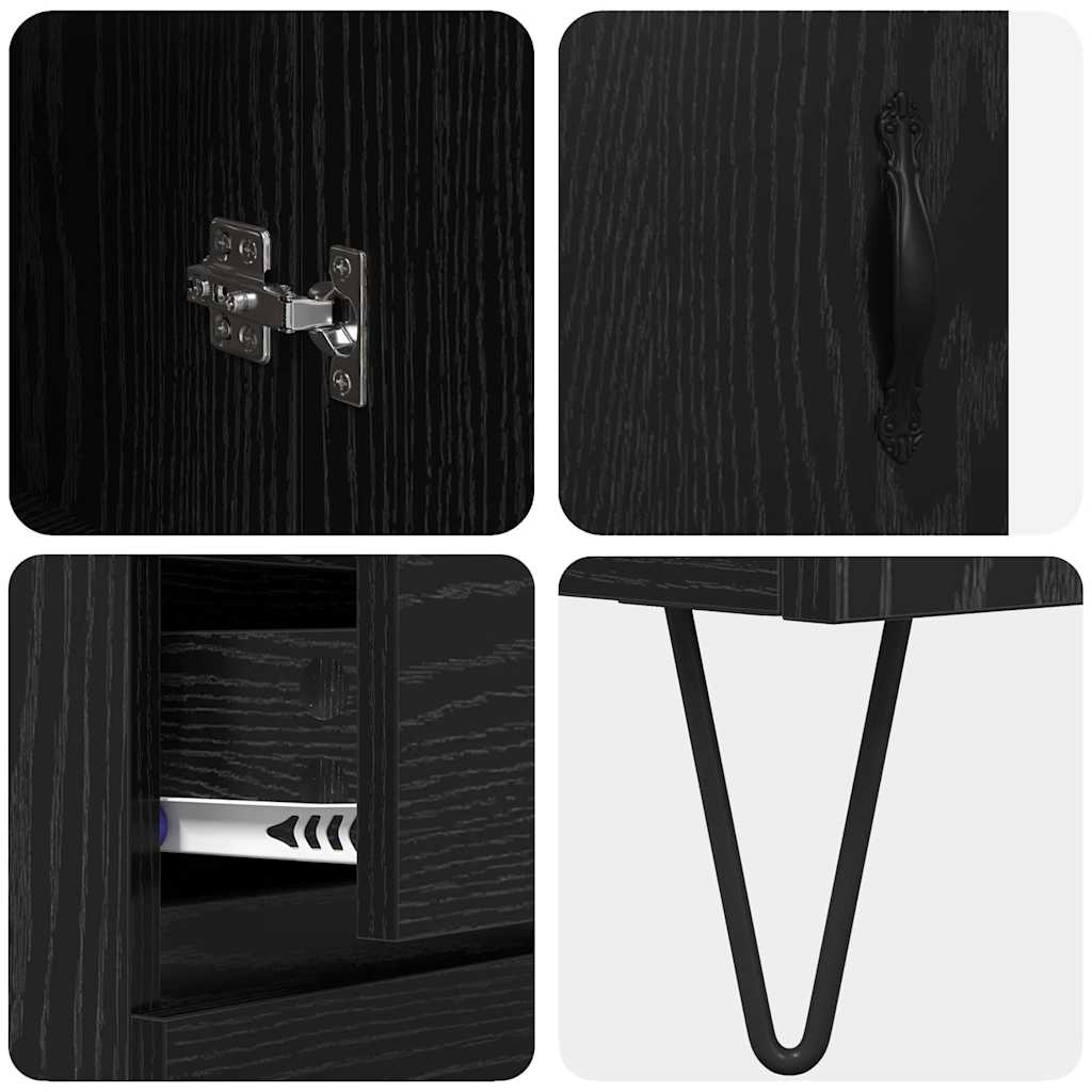 Highboard Black Oak 69.5 x 34 x 90 cm Engineered Wood