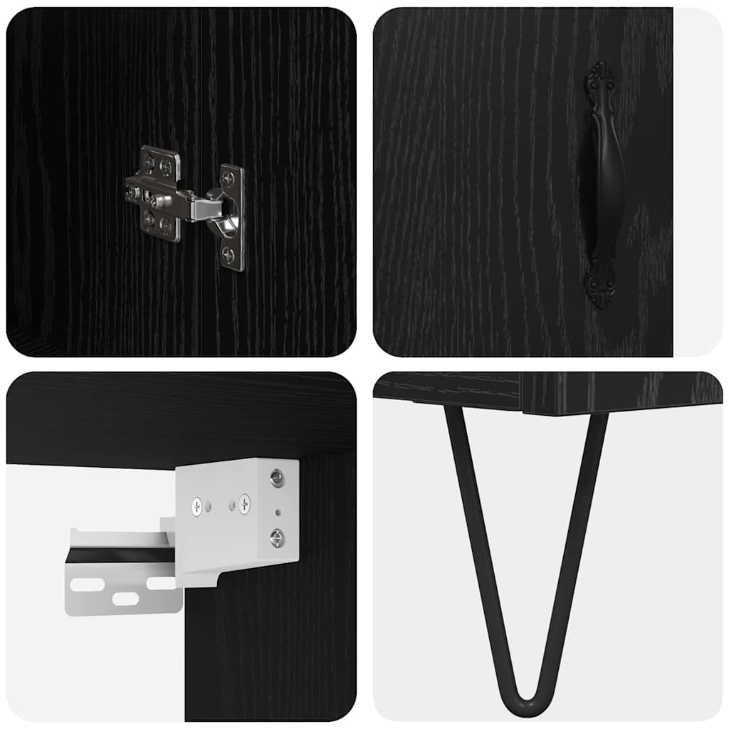 Highboard Black Oak 34.5 x 34 x 90 cm Engineered Wood
