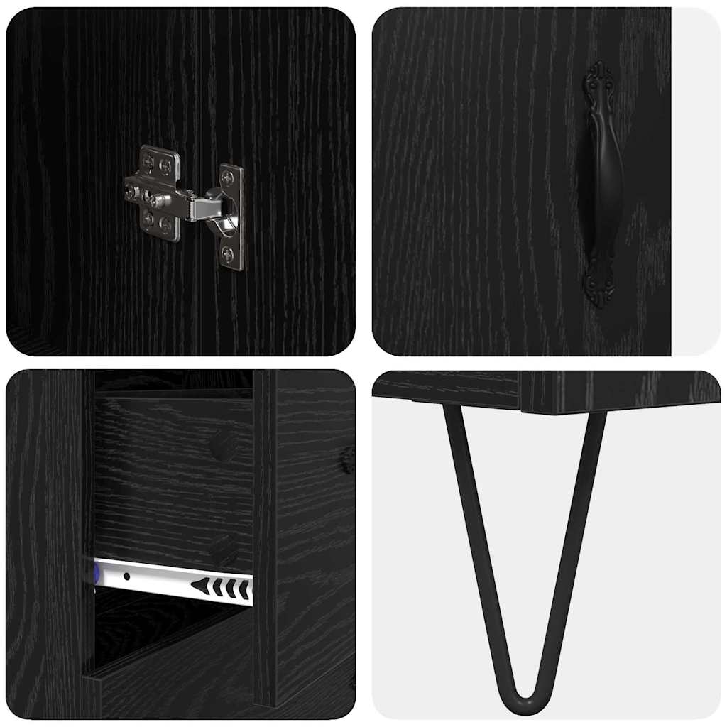 Highboard Black Oak 34.5 x 34 x 90 cm Engineered Wood