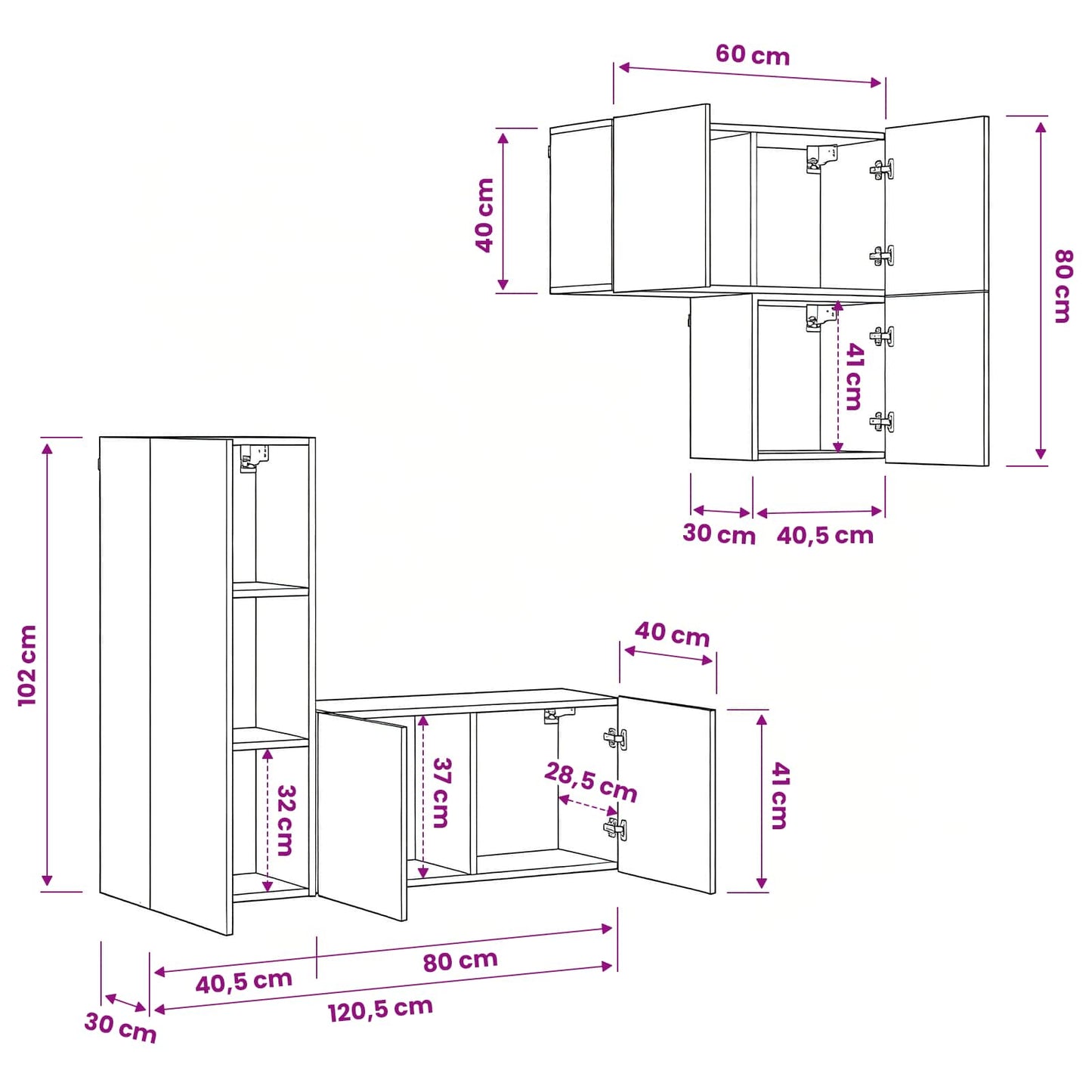TV Cabinet 4 pcs Artisan Oak Engineered Wood
