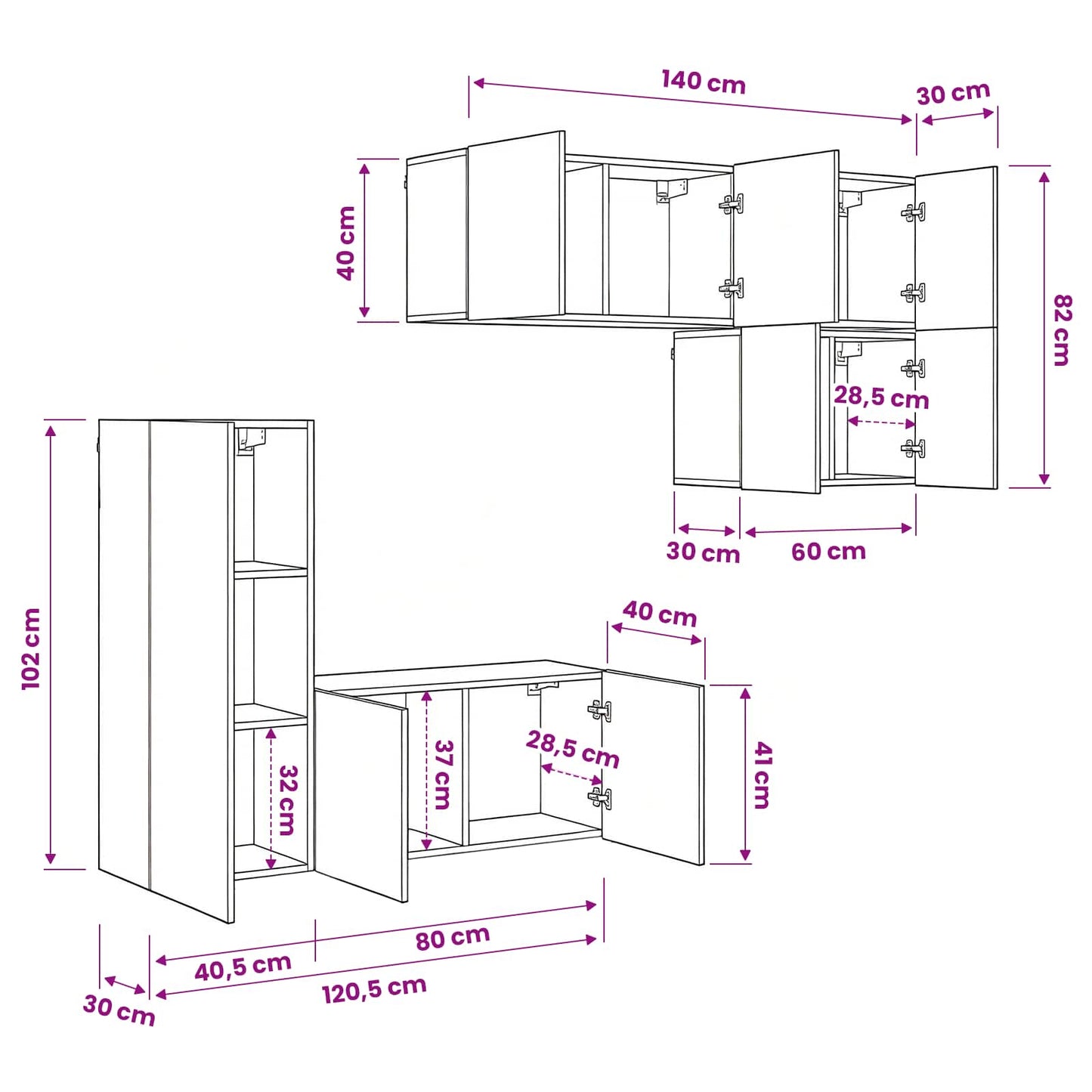 TV Wall Unit 5 pcs Old Wood Engineered Wood