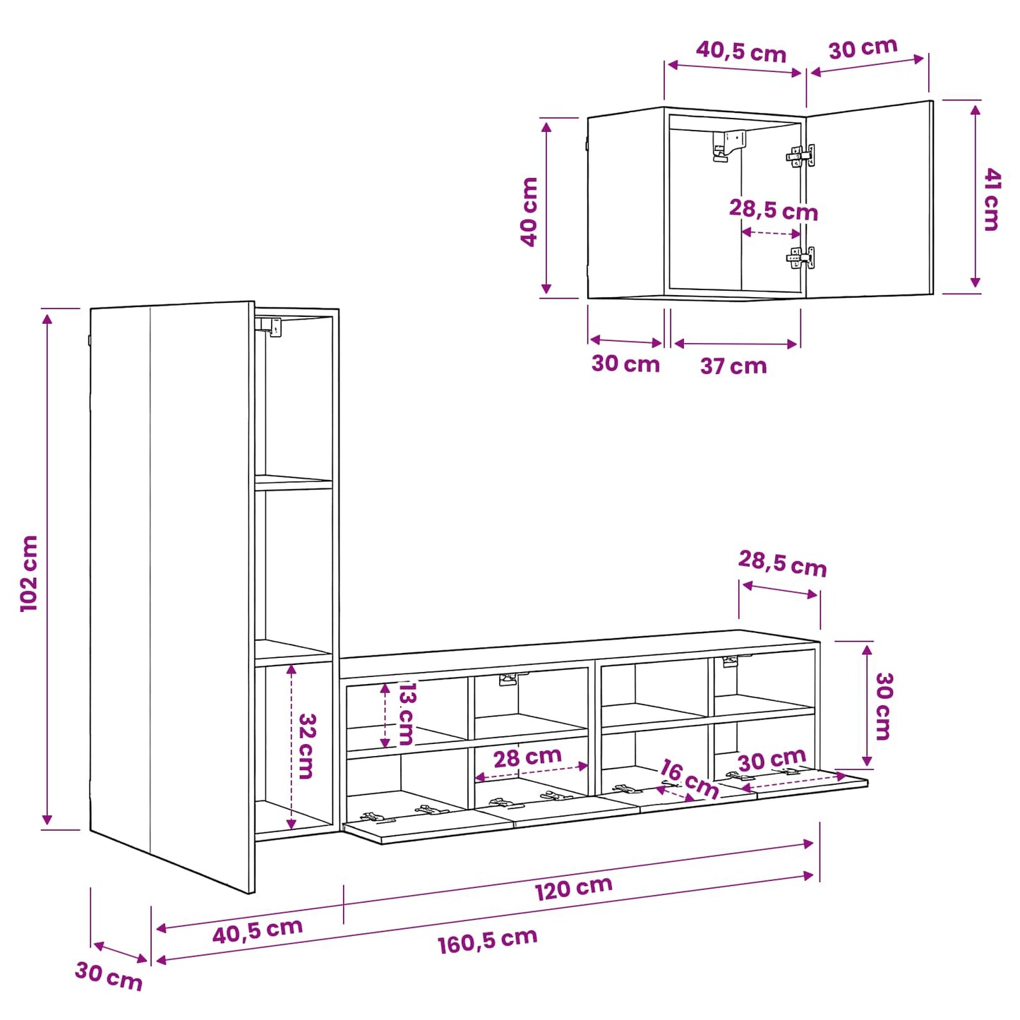TV Wall Units 4 pcs Old Wood Engineered Wood