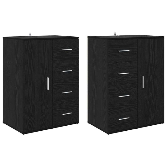 Sideboards CORONA 2 pcs Black Oak 59 x 39 x 80 cm
