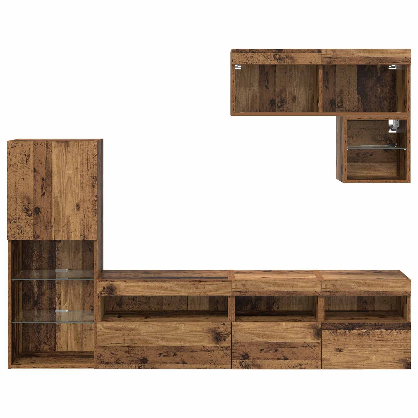TV Wall Units 6 pcs Old Wood Engineered Wood