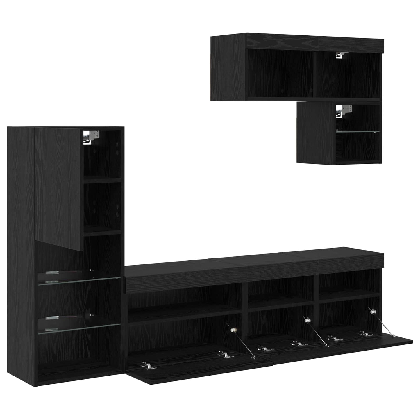 TV Wall Units 6 pcs Black Oak Engineered Wood
