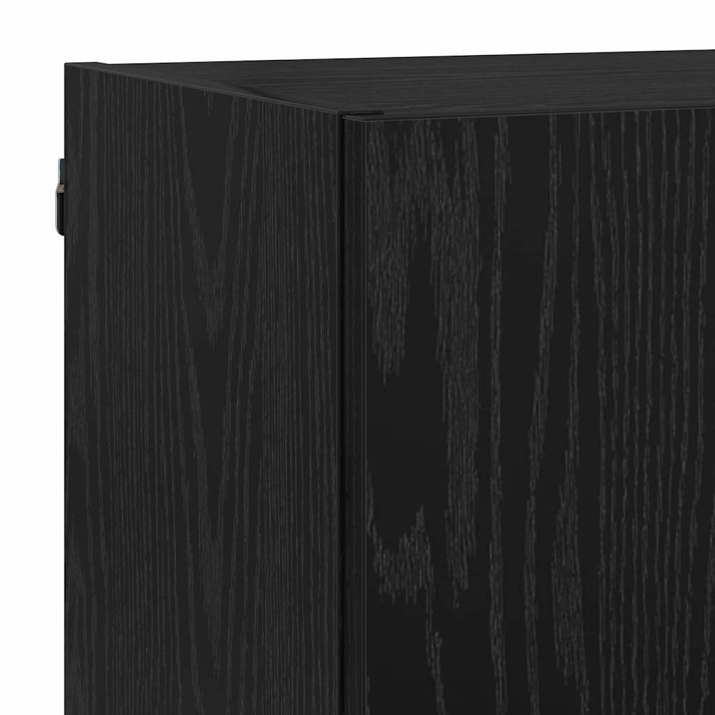 TV Wall Units with LED 5 pcs Black Oak Engineered Wood