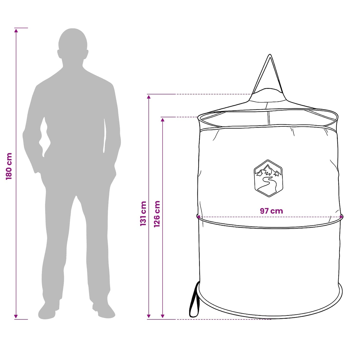 Pop-up Toilet Tent with Hanging Rope Grey and Orange