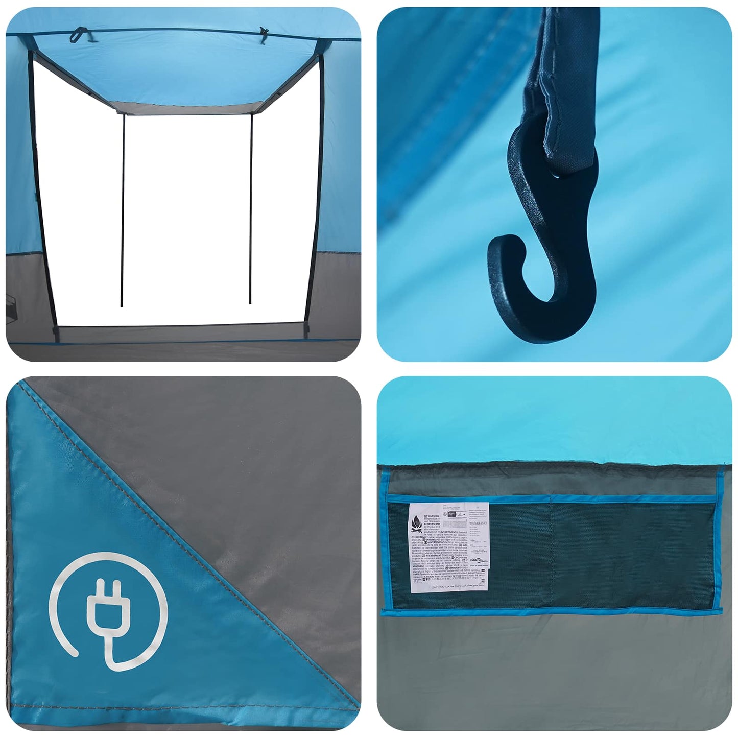 Party Tent 10-Person Blue 185T Polyester with PU Coating