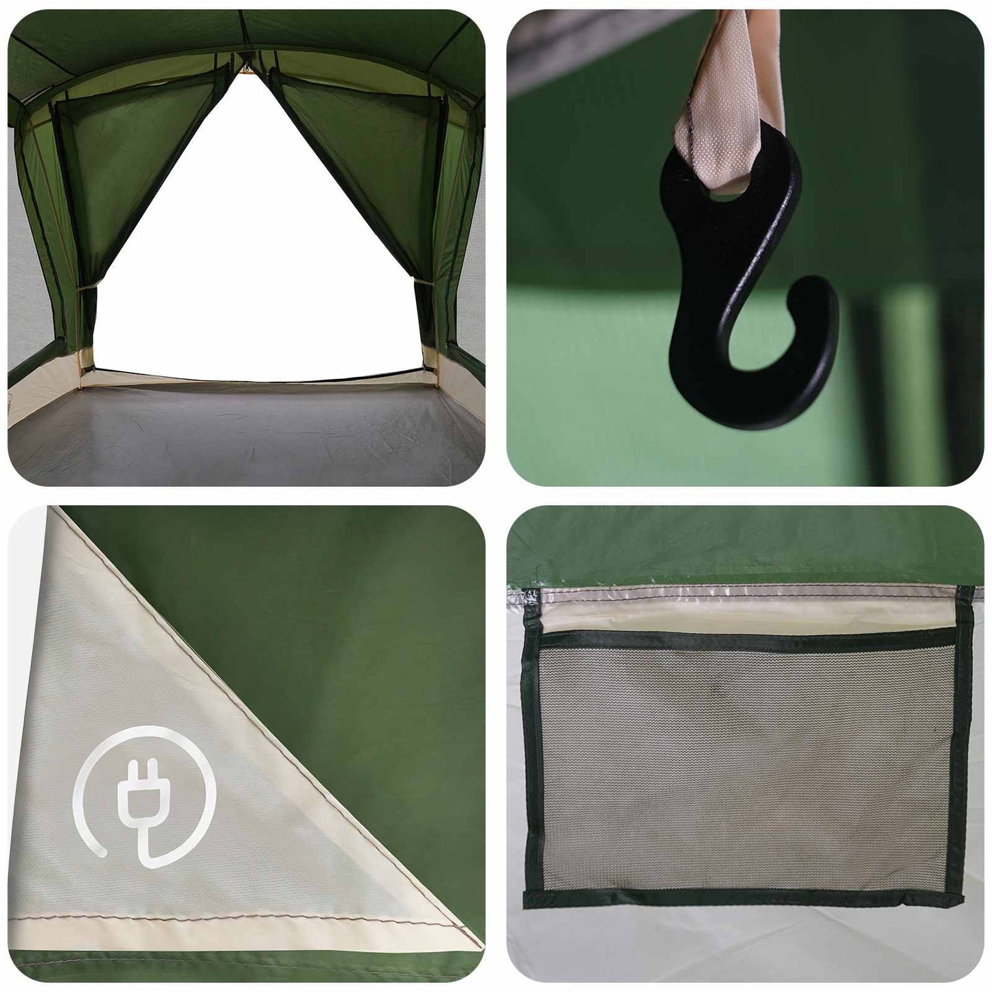 Family Tent 14-Person Green 185T Polyester with PU Coating