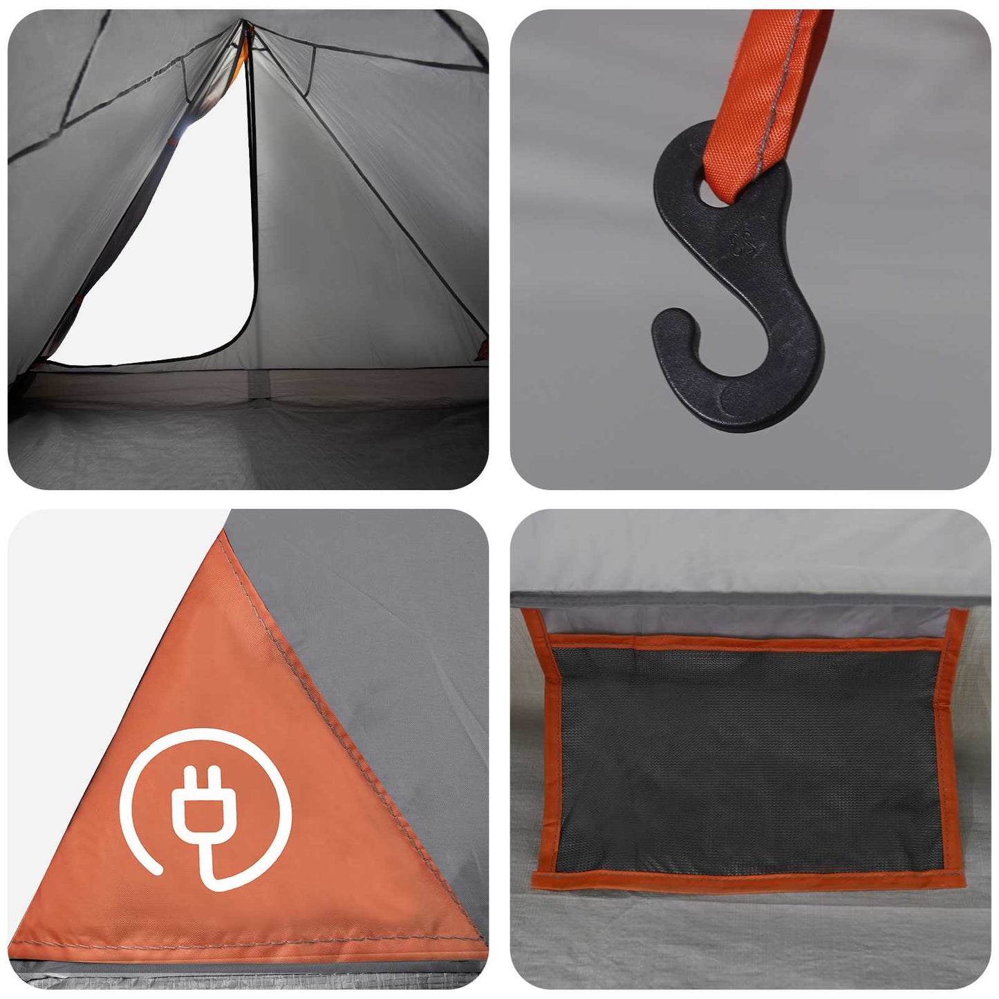 Backpacking Tent 4-Person Grey and Orange