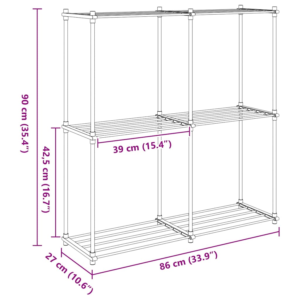Tubular Shelf with Storage White 86 x 27 x 90 cm Aluminium
