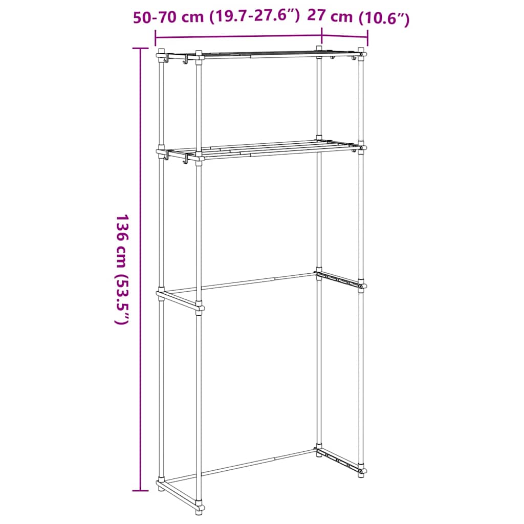 Washing Machine Shelf Manual White 63 x 27 x 136 cm Aluminium