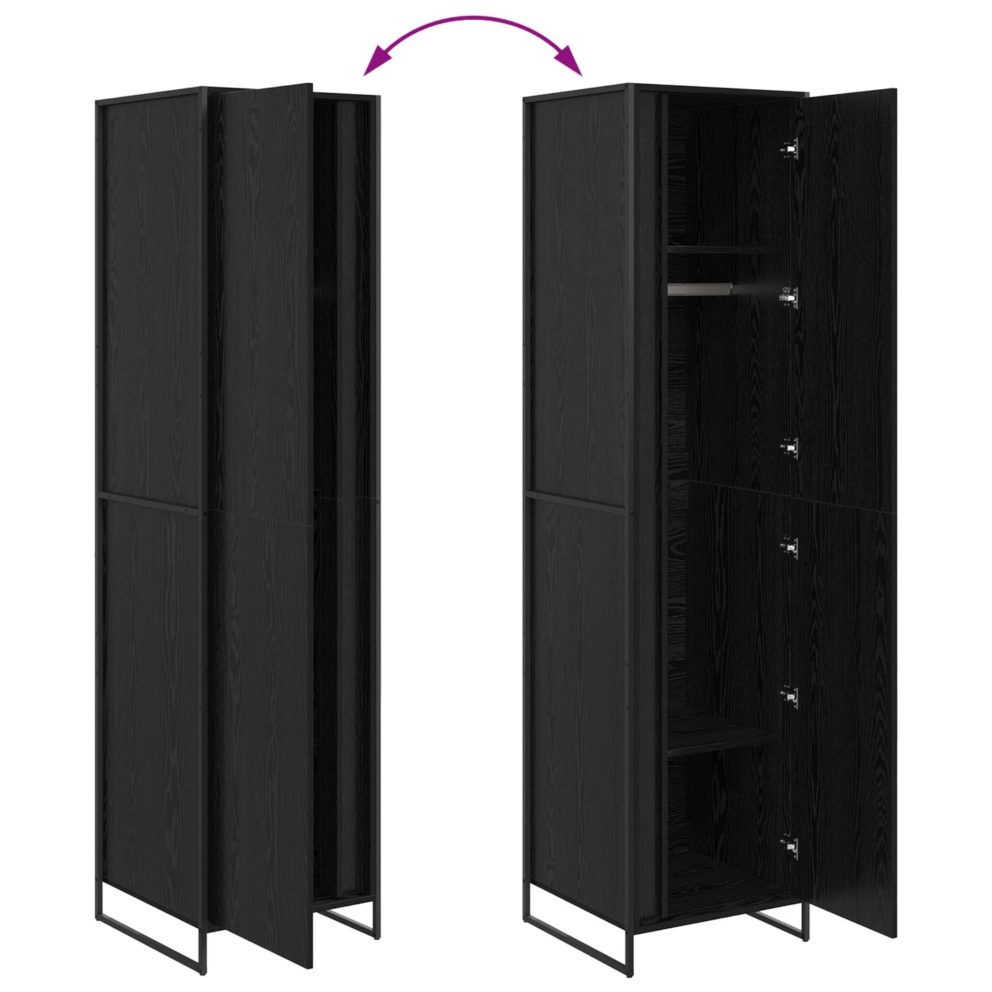 Warderobe Black Oak 50 x 50 x 200 cm Engineered Wood