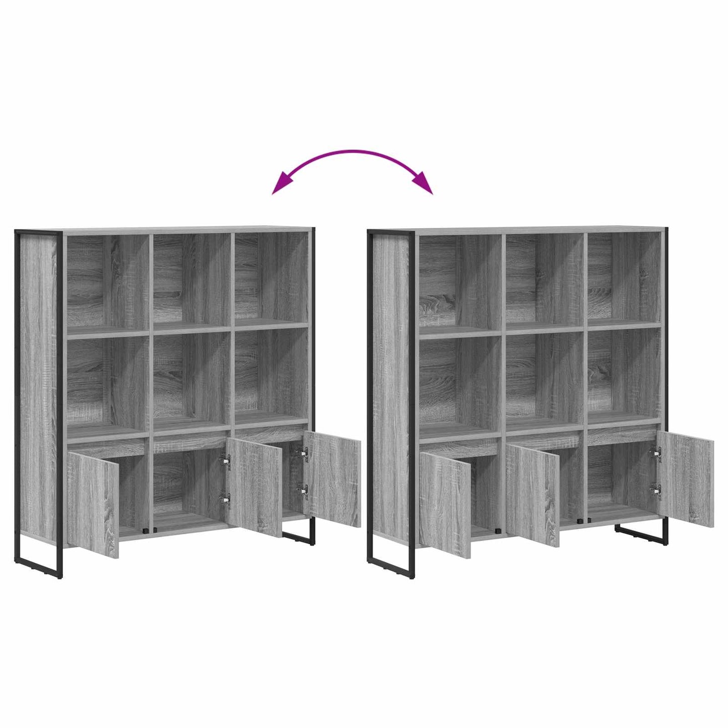 Book Cabinet 99.5 x 30 x 108 cm Engineered Wood Grey Sonoma